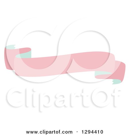 Clipart of a Pastel Pink and Green Ribbon Banner - Royalty Free Vector Illustration by Cherie Reve