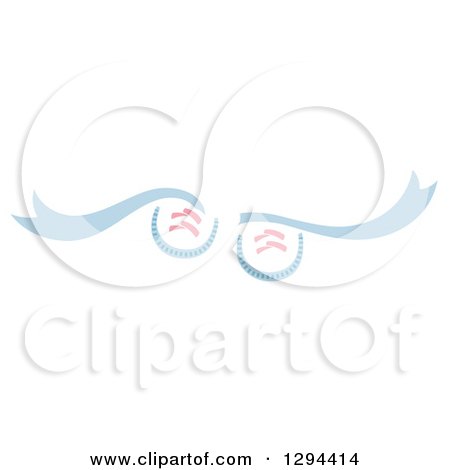 Clipart of Blue Baby Boy Shoes with Long Laces - Royalty Free Vector Illustration by Cherie Reve