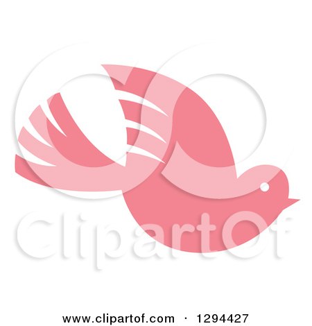Clipart of a Flying Pink Dove or Bird - Royalty Free Vector Illustration by Cherie Reve