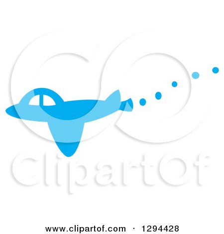Clipart of a Flying Blue Plane with a Trail - Royalty Free Vector Illustration by Cherie Reve