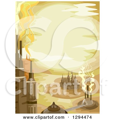Clipart of a Steampunk City in the Desert - Royalty Free Vector Illustration by BNP Design Studio