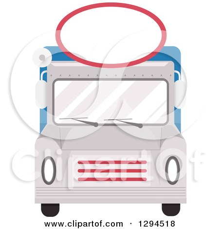 Clipart of a Front View of a Food Truck with a Blank Oval Sign - Royalty Free Vector Illustration by BNP Design Studio
