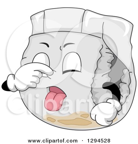Clipart of a Cartoon Diaper Character Plugging His Nose - Royalty Free Vector Illustration by BNP Design Studio