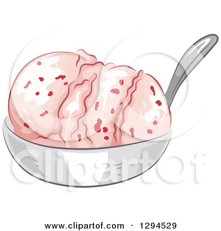 Clipart of a Bowl of Strawbery Ice Cream - Royalty Free Vector Illustration by BNP Design Studio