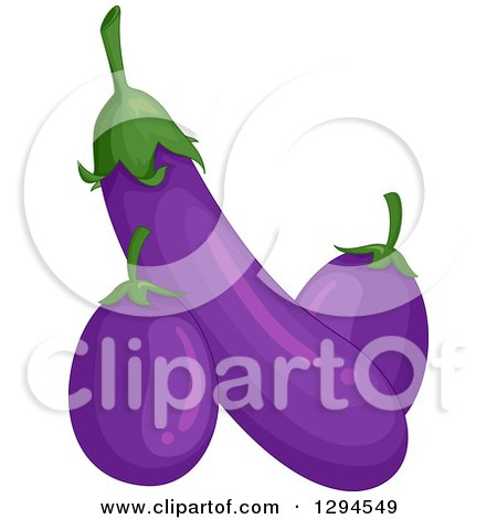 Clipart of Long and Squat Purple Eggplants - Royalty Free Vector Illustration by BNP Design Studio