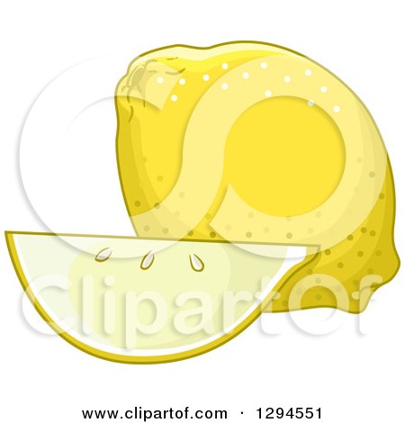 Clipart of a Slice and Whole Lemon - Royalty Free Vector Illustration by BNP Design Studio