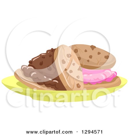 Clipart of Ice Cream Cookie Sandwiches - Royalty Free Vector Illustration by BNP Design Studio