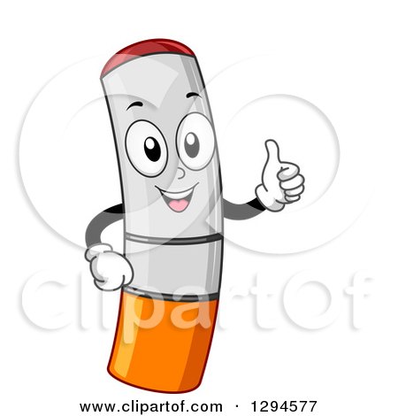 Clipart of a Cartoon Happy Electronic Cigarette Giving a Thumb up - Royalty Free Vector Illustration by BNP Design Studio
