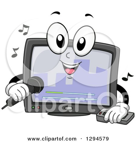 Clipart of a Cartoon Happy Karaoke Machine Singing - Royalty Free Vector Illustration by BNP Design Studio