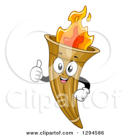 Clipart of a Cartoon Happy Torch Character Giving a Thumb up - Royalty Free Vector Illustration by BNP Design Studio