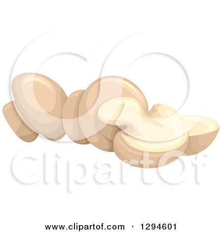 Clipart of Whole and Sliced Button Mushrooms - Royalty Free Vector Illustration by BNP Design Studio