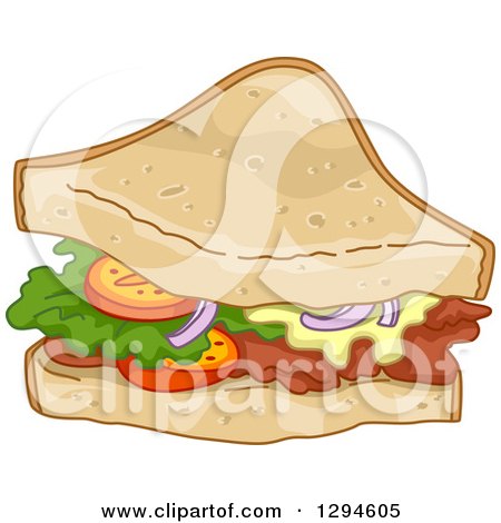 Clipart of a Half Club Sandwich - Royalty Free Vector Illustration by BNP Design Studio