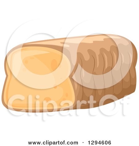 Clipart of a Bread Loaf with Trimmed End - Royalty Free Vector Illustration by BNP Design Studio