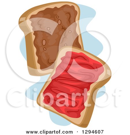Clipart of Slices of Bread with Peanut Butter and Jelly - Royalty Free Vector Illustration by BNP Design Studio