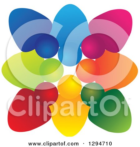 Clipart of a Unity Team Circle of Colorful People Huddled Shoulder to Shoulder - Royalty Free Vector Illustration by ColorMagic