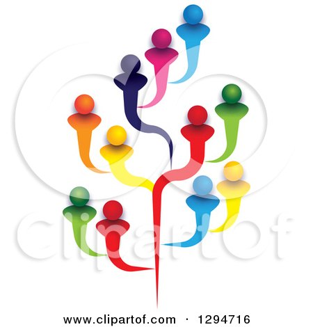 Clipart of a Tree Made of Colorful Family Members, Friends or Employees - Royalty Free Vector Illustration by ColorMagic