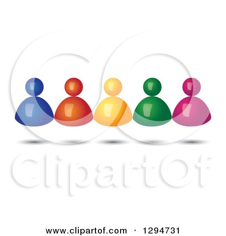Clipart of a Group of 3d Floating Colorful People with Shadows - Royalty Free Vector Illustration by ColorMagic