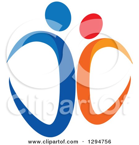 Clipart of a Blue and Orange Abstract Couple Dancing 2 - Royalty Free Vector Illustration by ColorMagic