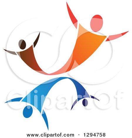 Clipart of Abstract Blue and Orange Swoosh People Dancing - Royalty Free Vector Illustration by ColorMagic