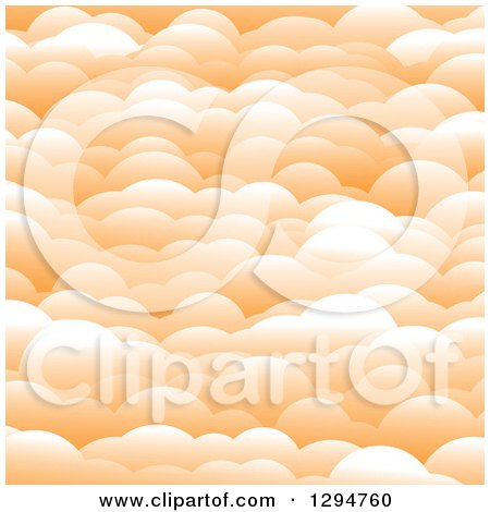 Clipart of a Background of Layers of 3d Pastel Orange Puffy Clouds - Royalty Free Vector Illustration by ColorMagic