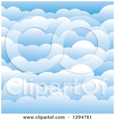 Clipart of a Background of Layers of 3d Puffy Blue Clouds - Royalty Free Vector Illustration by ColorMagic