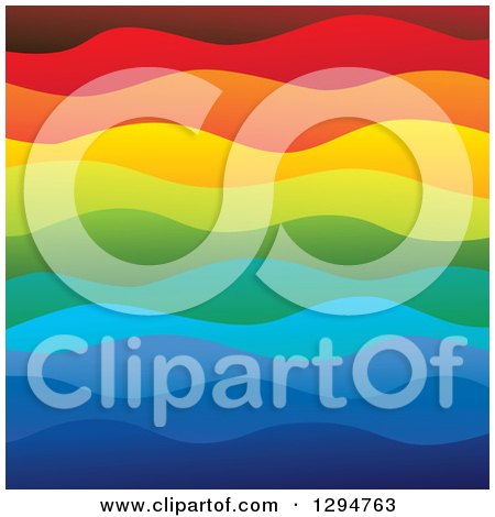 Clipart of a Background of 3d Colorful Layers of Paper Forming Rainbow Colored Waves - Royalty Free Vector Illustration by ColorMagic