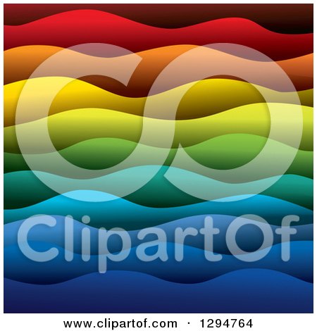 Clipart of a Background of 3d Colorful Layers of Paper Forming Rainbow Colored Waves 2 - Royalty Free Vector Illustration by ColorMagic