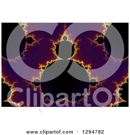 Clipart of a Seamless Purple, Black and Gold Mandelbrot Fractal Background - Royalty Free Illustration by oboy