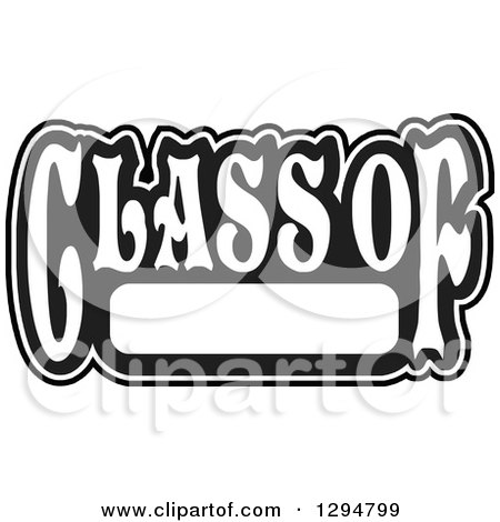 Clipart of a Black and White Class of Blank High School Graduation Year with Text Space - Royalty Free Vector Illustration by Johnny Sajem
