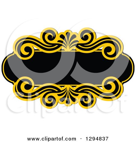 Clipart of a Black and Yellow Floral Frame 25 - Royalty Free Vector Illustration by Vector Tradition SM