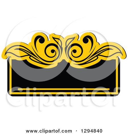 Clipart of a Black and Yellow Floral Frame 4 - Royalty Free Vector Illustration by Vector Tradition SM