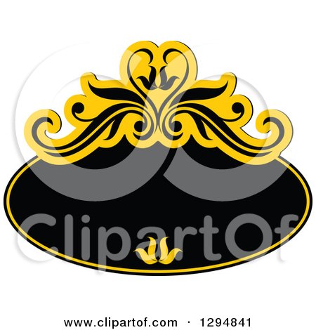 Clipart of a Black and Yellow Floral Frame 5 - Royalty Free Vector Illustration by Vector Tradition SM