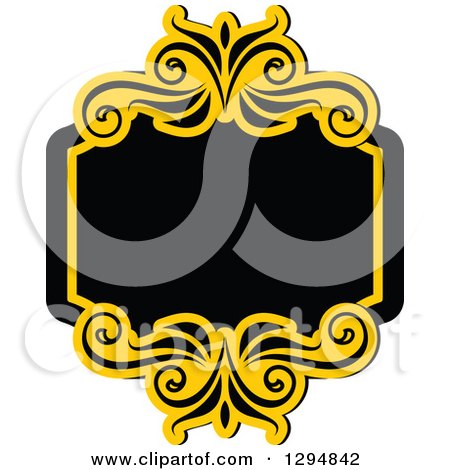 Clipart of a Black and Yellow Floral Frame 6 - Royalty Free Vector Illustration by Vector Tradition SM