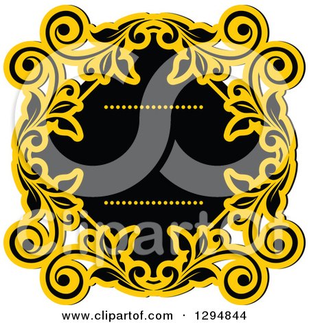 Clipart of a Black and Yellow Floral Frame 8 - Royalty Free Vector Illustration by Vector Tradition SM