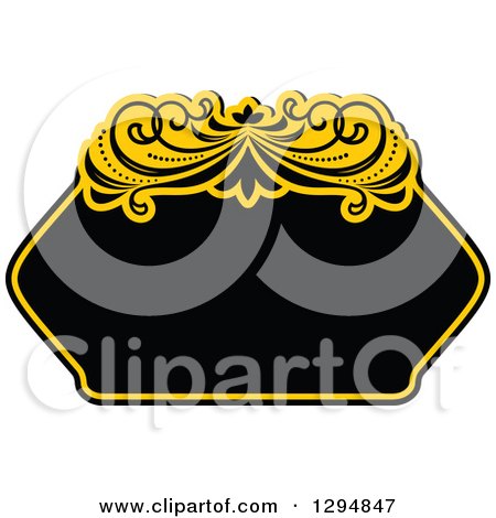Clipart of a Black and Yellow Floral Frame - Royalty Free Vector Illustration by Vector Tradition SM