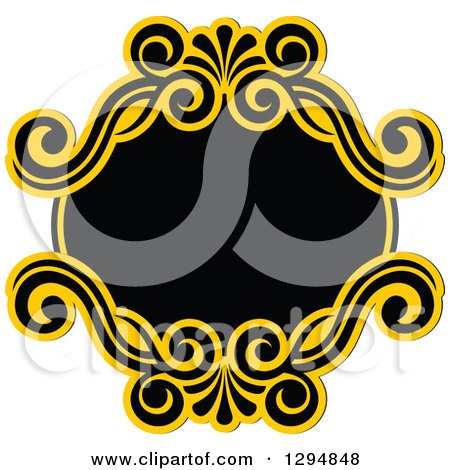 Clipart of a Black and Yellow Floral Frame 10 - Royalty Free Vector Illustration by Vector Tradition SM