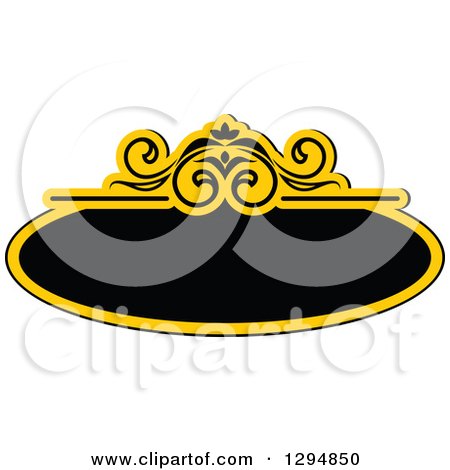 Clipart of a Black and Yellow Floral Frame 12 - Royalty Free Vector Illustration by Vector Tradition SM