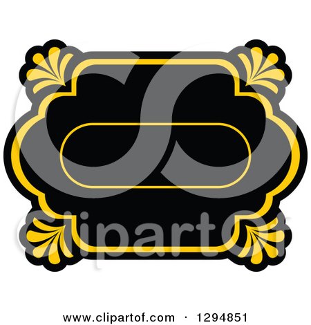 Clipart of a Black and Yellow Floral Frame 13 - Royalty Free Vector Illustration by Vector Tradition SM