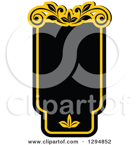 Clipart of a Black and Yellow Floral Frame 14 - Royalty Free Vector Illustration by Vector Tradition SM