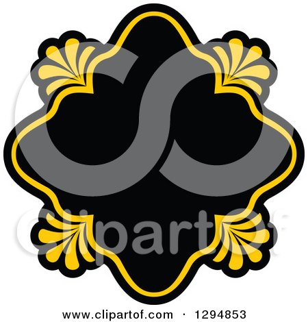 Clipart of a Black and Yellow Floral Frame 15 - Royalty Free Vector Illustration by Vector Tradition SM