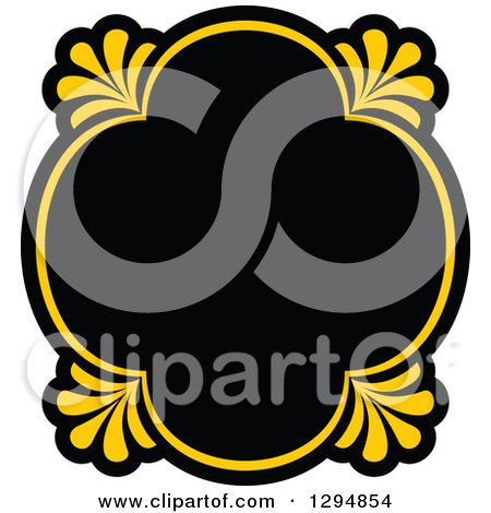 Clipart of a Black and Yellow Floral Frame 16 - Royalty Free Vector Illustration by Vector Tradition SM