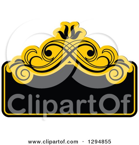 Clipart of a Black and Yellow Floral Frame 17 - Royalty Free Vector Illustration by Vector Tradition SM