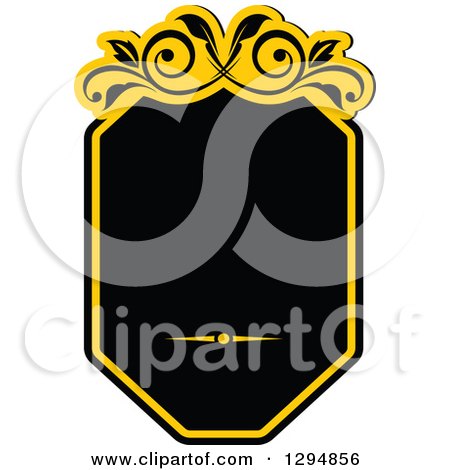 Clipart of a Black and Yellow Floral Frame 18 - Royalty Free Vector Illustration by Vector Tradition SM