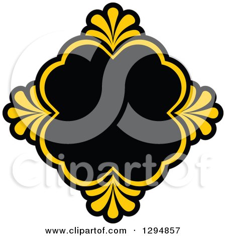 Clipart of a Black and Yellow Floral Frame 19 - Royalty Free Vector Illustration by Vector Tradition SM
