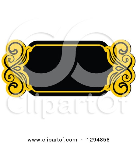 Clipart of a Black and Yellow Floral Frame 2 - Royalty Free Vector Illustration by Vector Tradition SM
