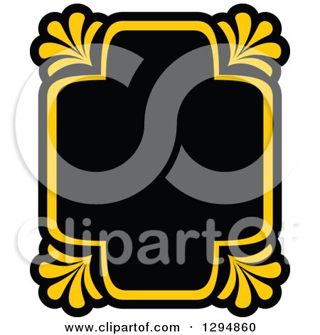Clipart of a Black and Yellow Floral Frame 21 - Royalty Free Vector Illustration by Vector Tradition SM