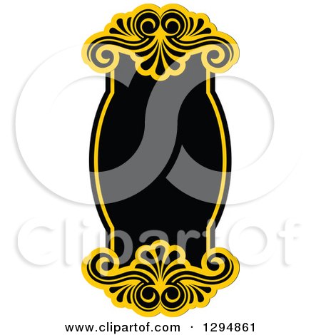 Clipart of a Black and Yellow Floral Frame 22 - Royalty Free Vector Illustration by Vector Tradition SM