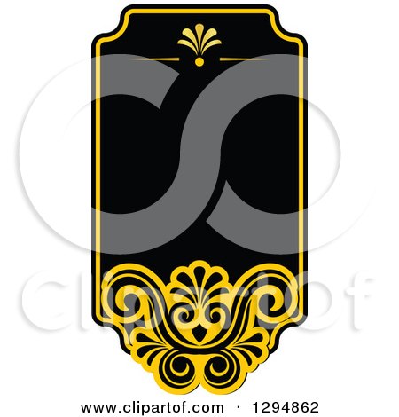 Clipart of a Black and Yellow Floral Frame 23 - Royalty Free Vector Illustration by Vector Tradition SM