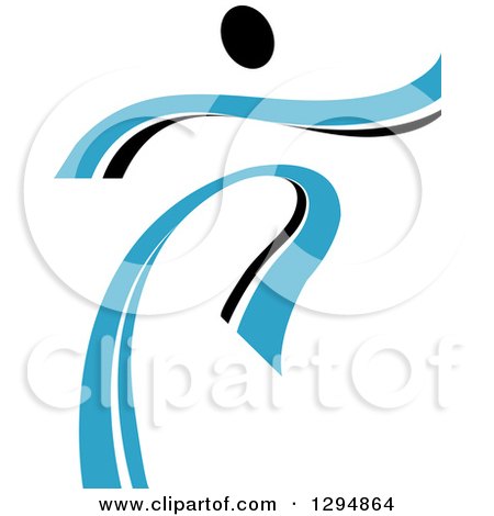 Clipart of a Blue and Black Ribbon Person Dancing 9 - Royalty Free Vector Illustration by Vector Tradition SM