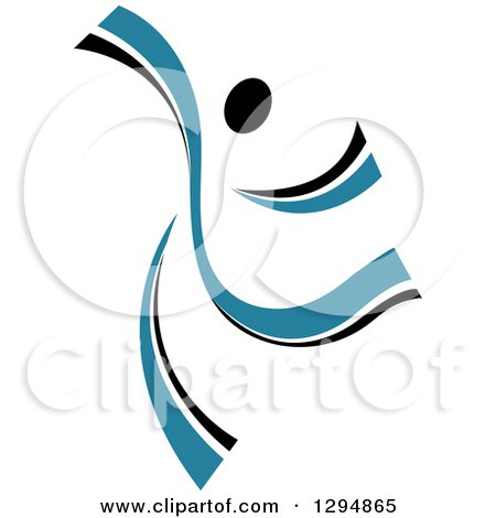 Clipart of a Blue and Black Ribbon Person Dancing 8 - Royalty Free Vector Illustration by Vector Tradition SM